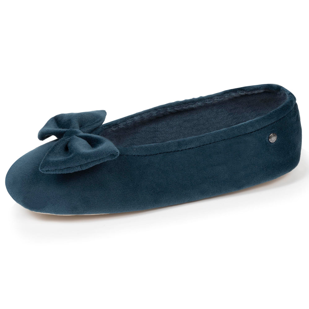 Zapatillas de casa Mujer gran lazo Azul pato - Isotoner