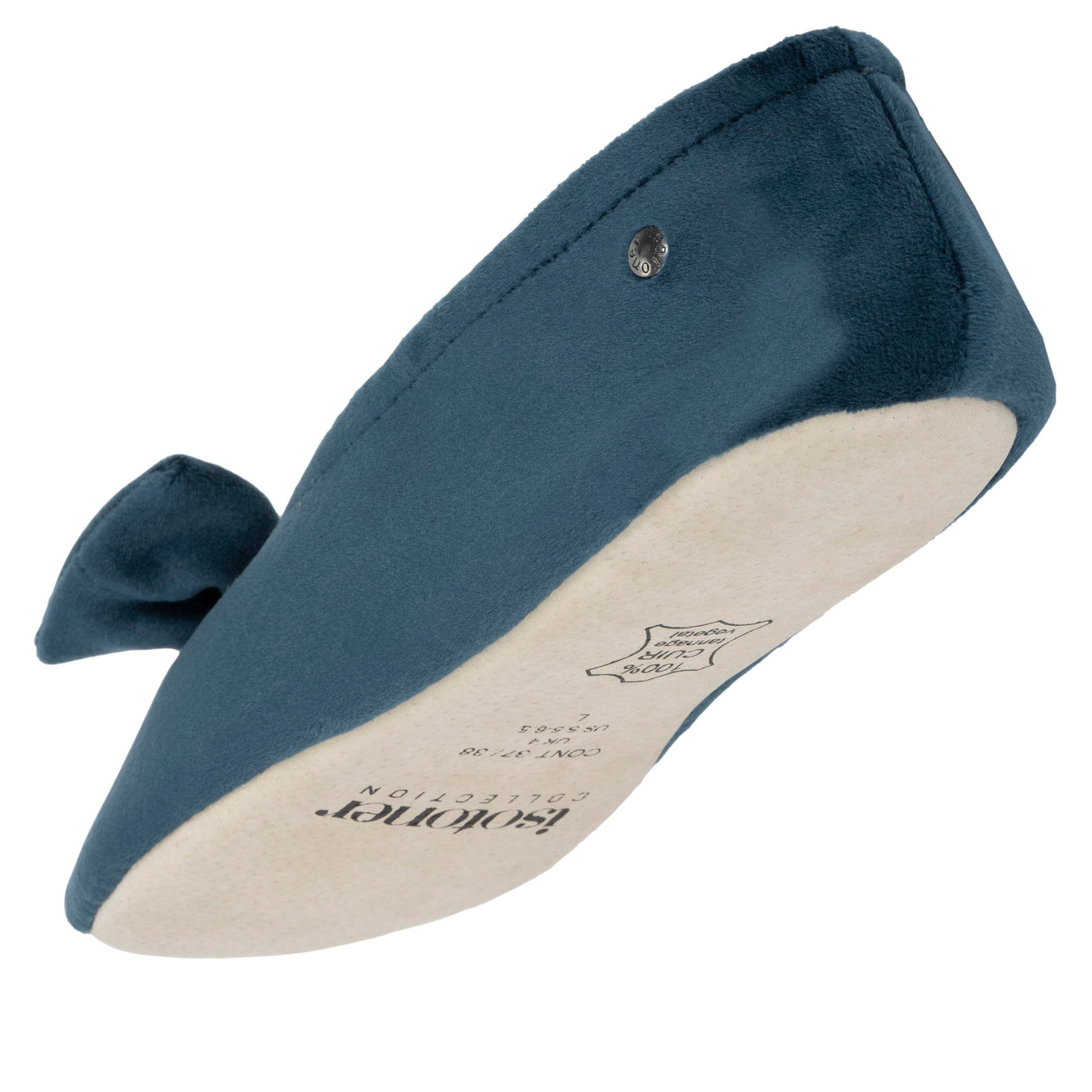 Chaussons ballerines Femme Grand Nœud Bleu canard