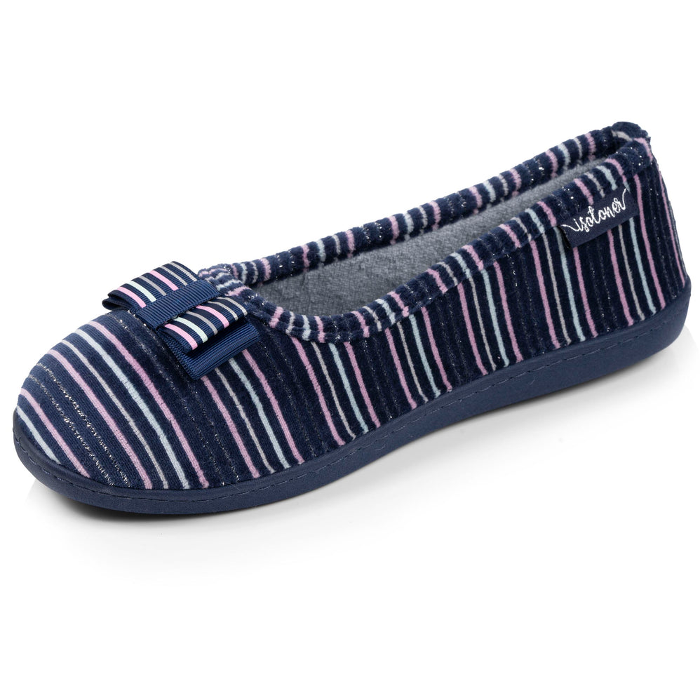 Mujer Zapatillas de casa ergonómicas Rayas azul marino - Isotoner