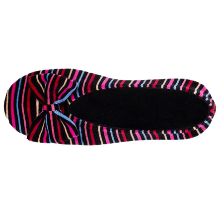 Zapatillas de casa bailarinas Mujer Grande Nudo Rayas rosas - Isotoner