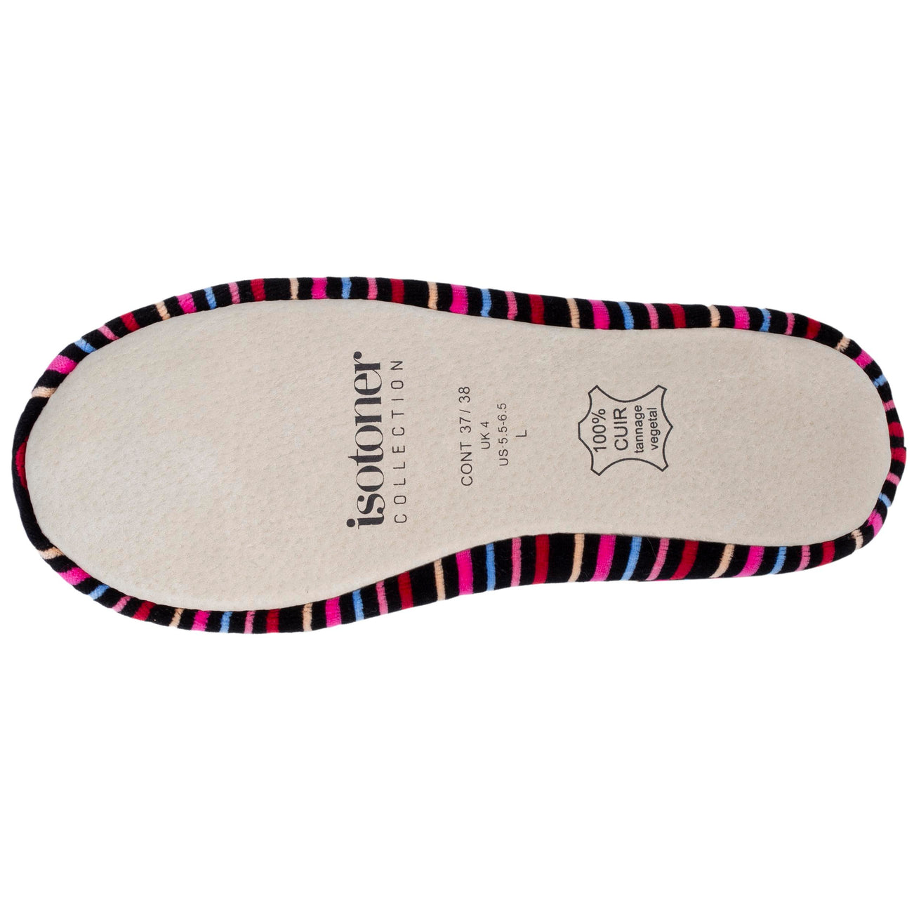 Zapatillas de casa bailarinas Mujer Grande Nudo Rayas rosas