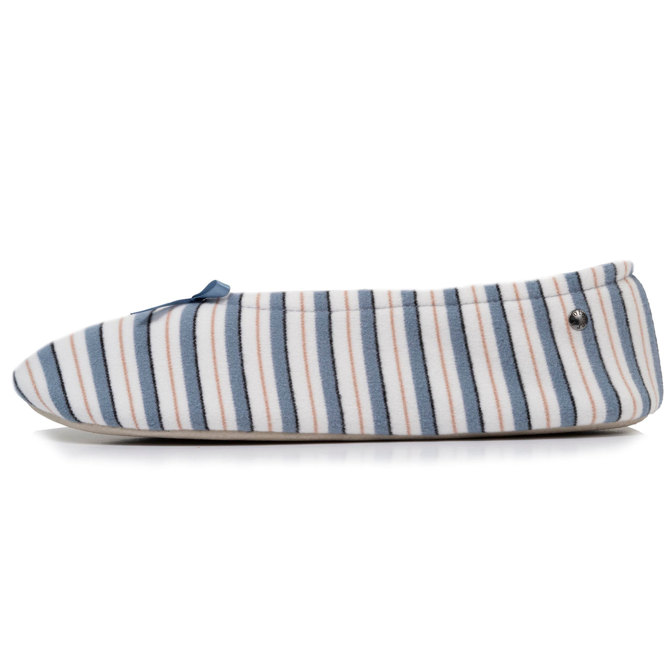 Zapatillas de casa bailarinas gran nudo Mujer Raya azul marino