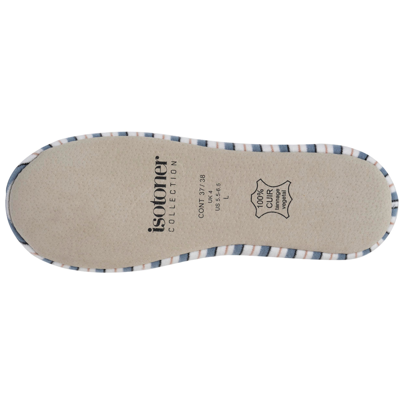 Zapatillas de casa bailarinas gran nudo Mujer Raya azul marino