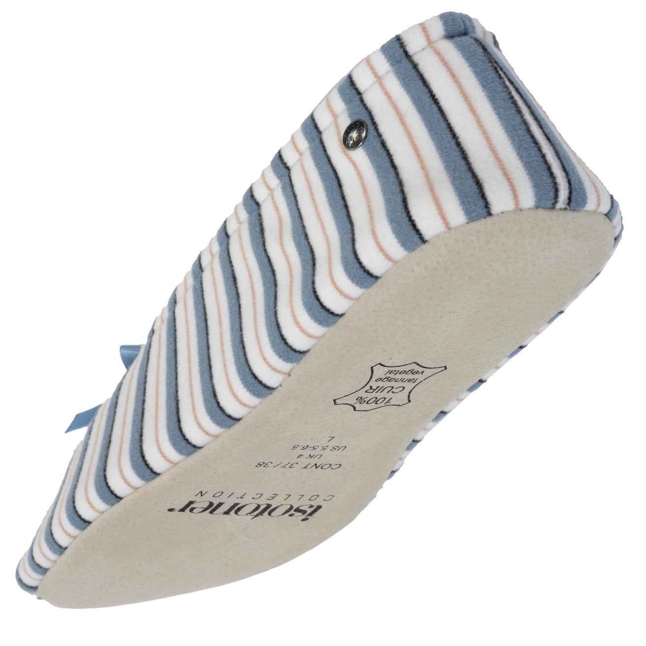 Zapatillas de casa bailarinas gran nudo Mujer Raya azul marino