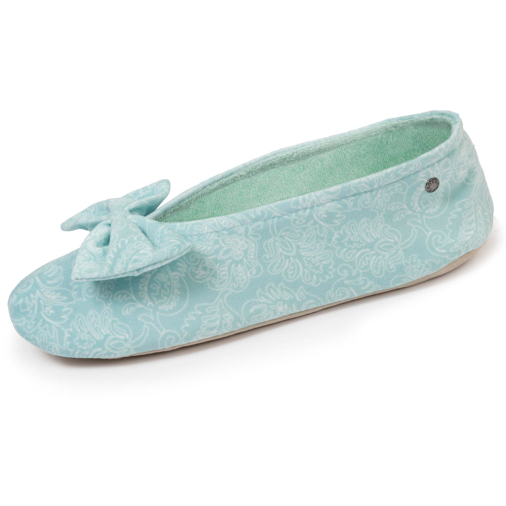 Zapatillas de casa bailarinas gran nudo Mujer Verde agua - Isotoner