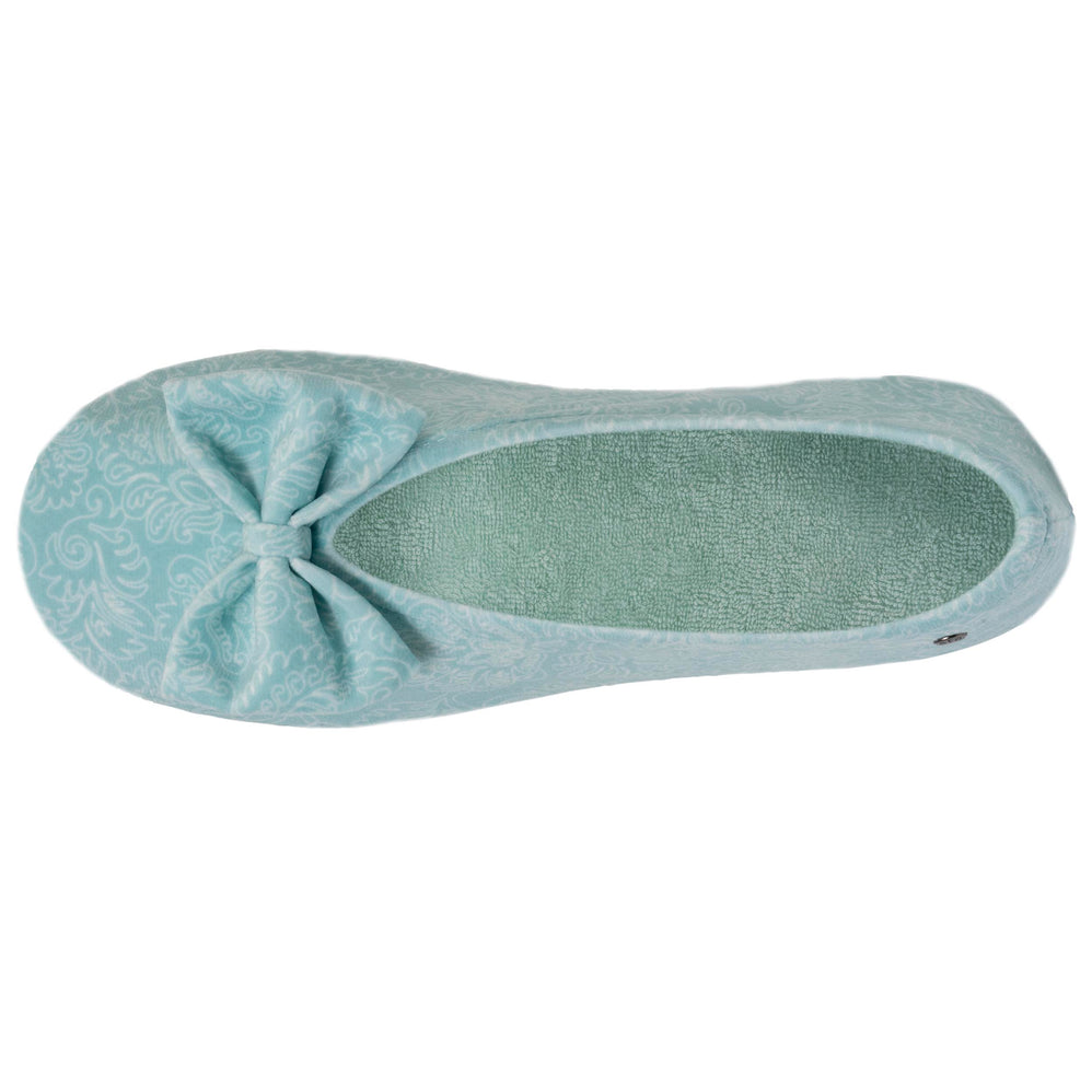 Zapatillas de casa bailarinas gran nudo Mujer Verde agua - Isotoner
