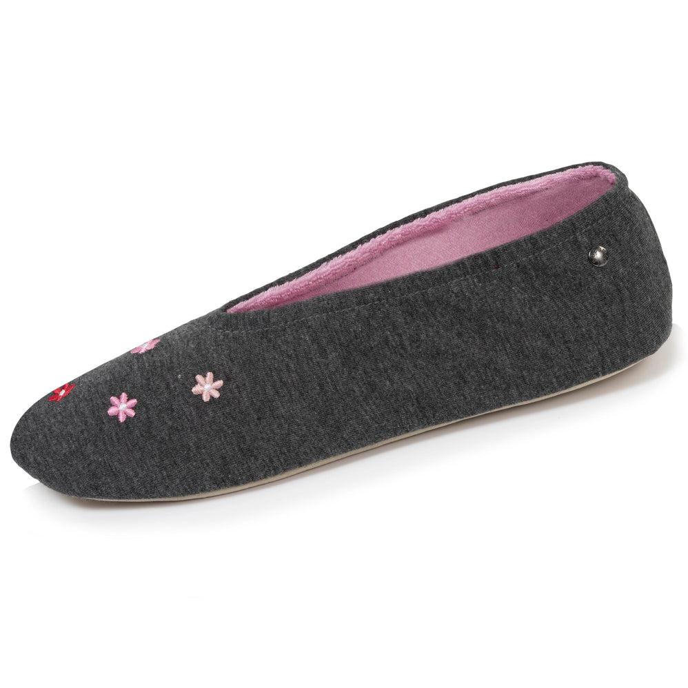 Zapatillas de casa bailarinas gran nudo Mujer Gris jaspeado - Isotoner