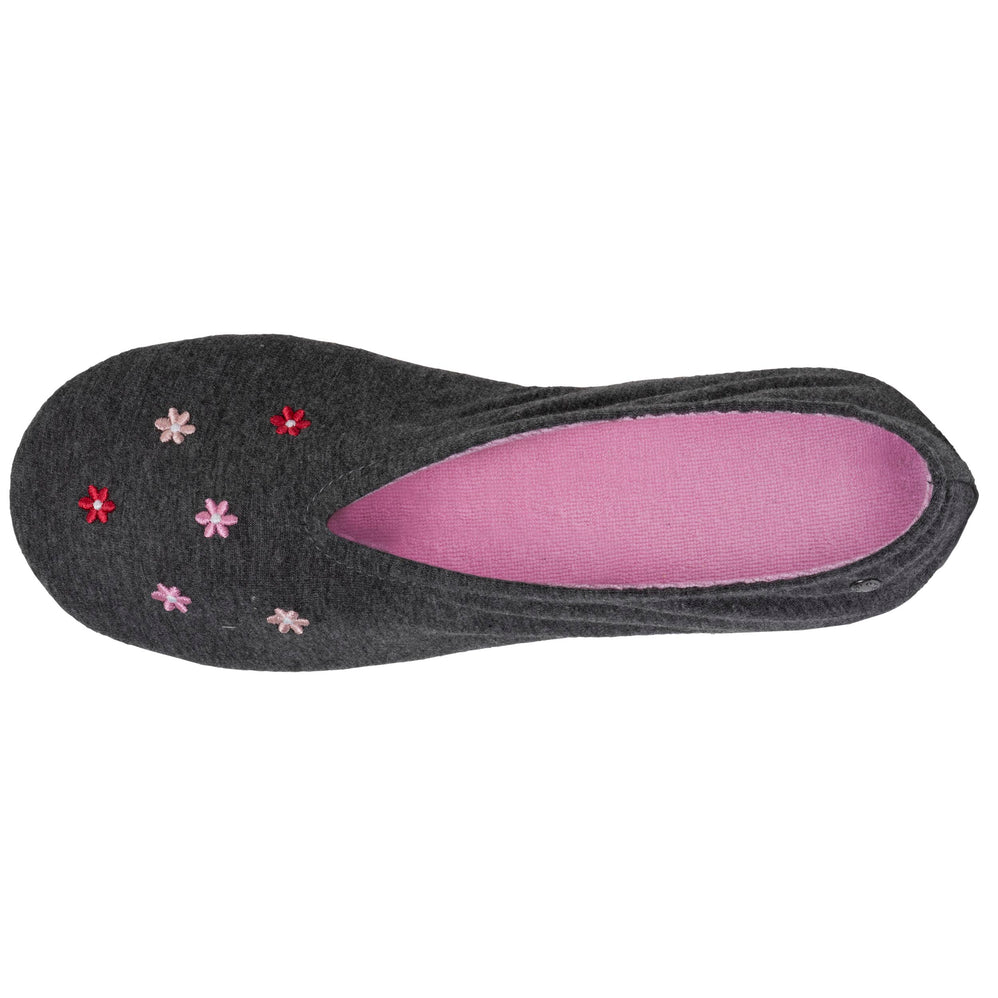 Zapatillas de casa bailarinas gran nudo Mujer Gris jaspeado - Isotoner