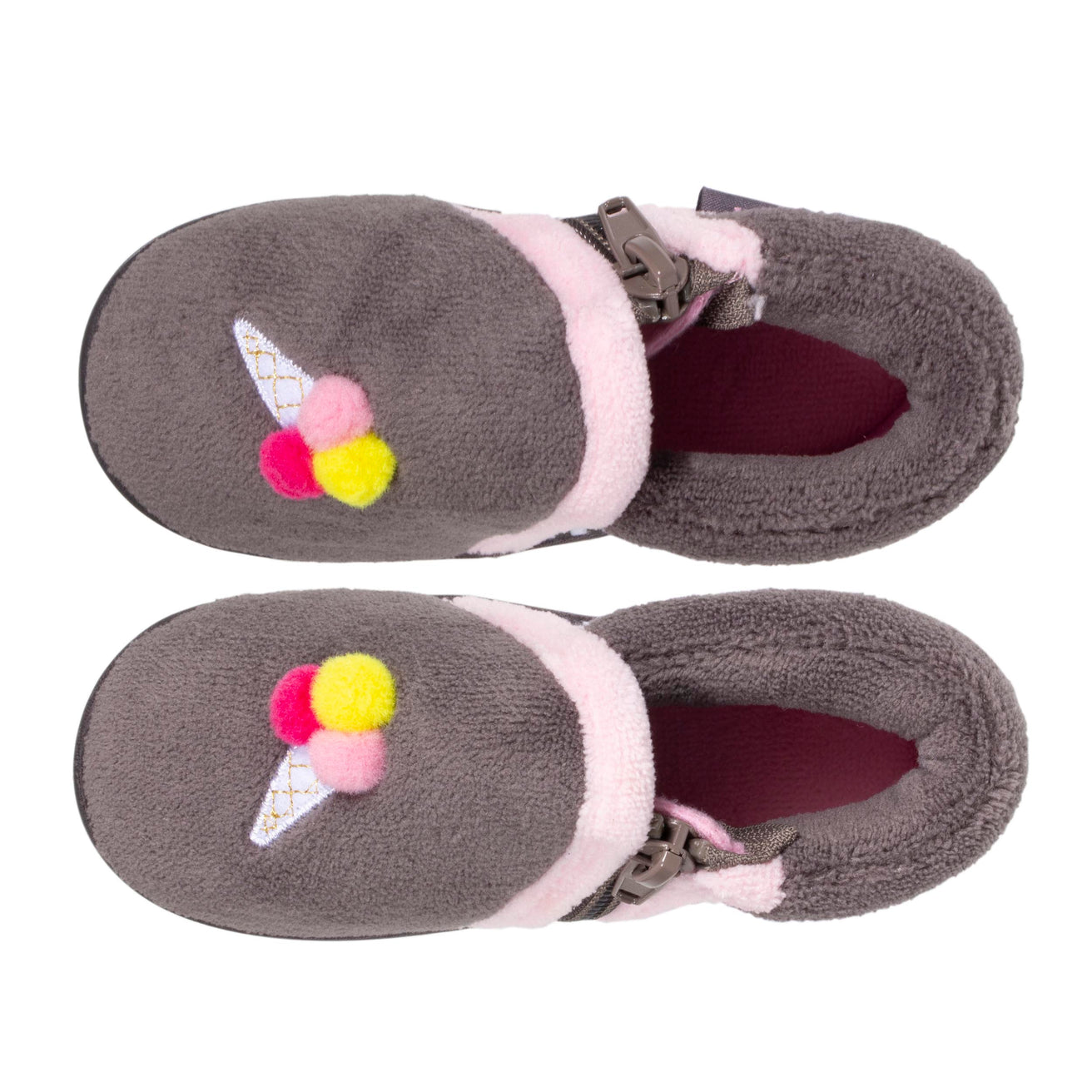 Zapatillas de casa botines cremallera Bebe Hielo Gris