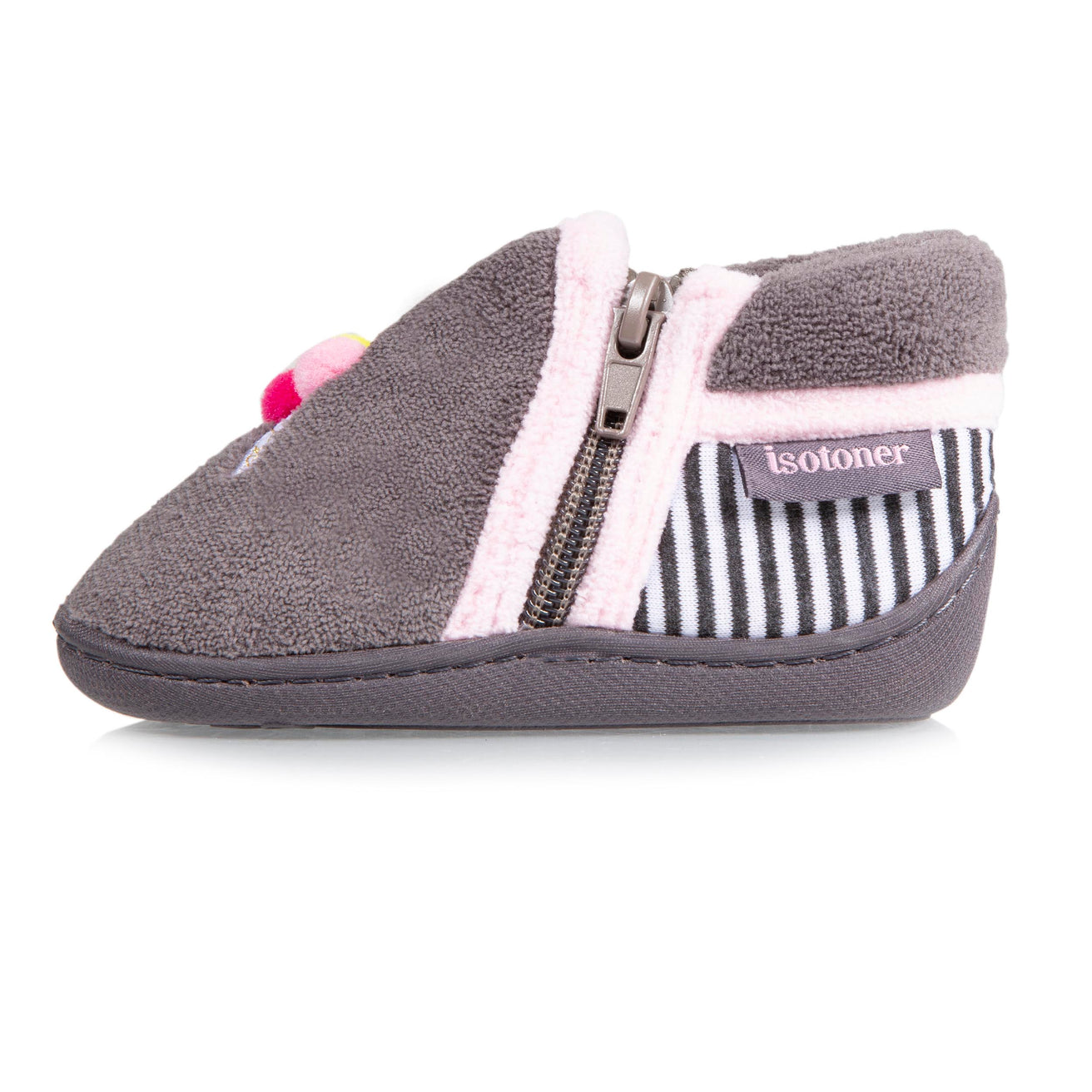 Zapatillas de casa botines cremallera Bebe Hielo Gris