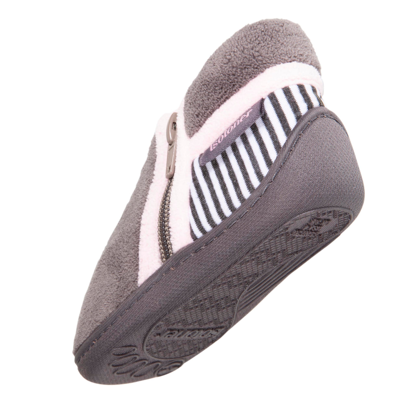 Zapatillas de casa botines cremallera Bebe Hielo Gris