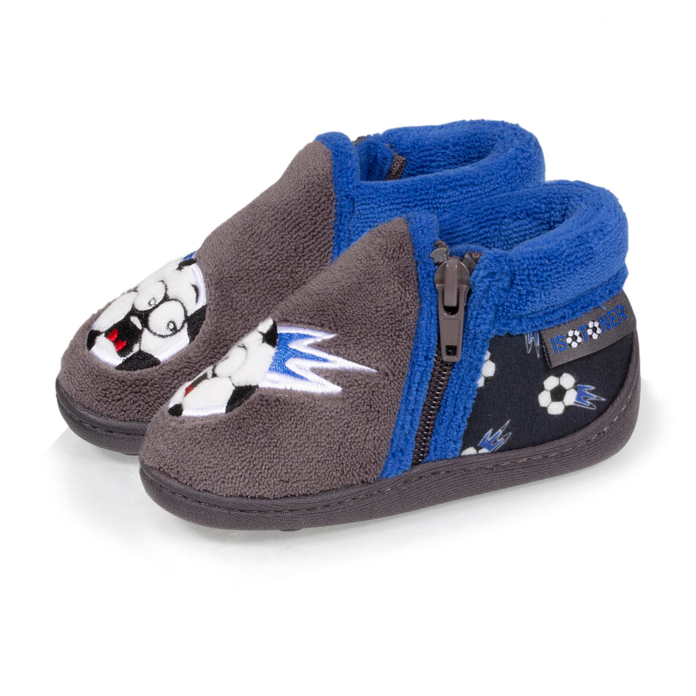 Zapatillas de casa botines cremallera Bebe Pie Gris - Isotoner