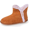 Zapatillas de casa botines Mujer ante Negro adornos brillantes camel Isotoner