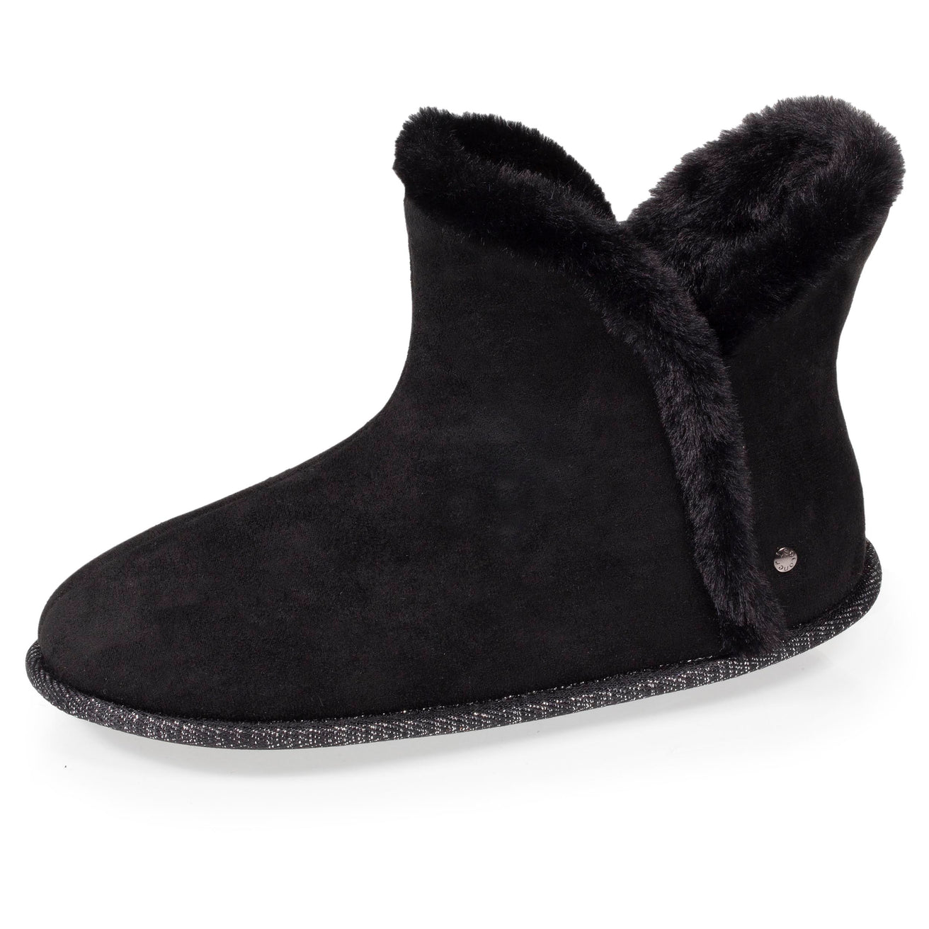 Zapatillas de casa botines Mujer ante Negro adornos brillantes