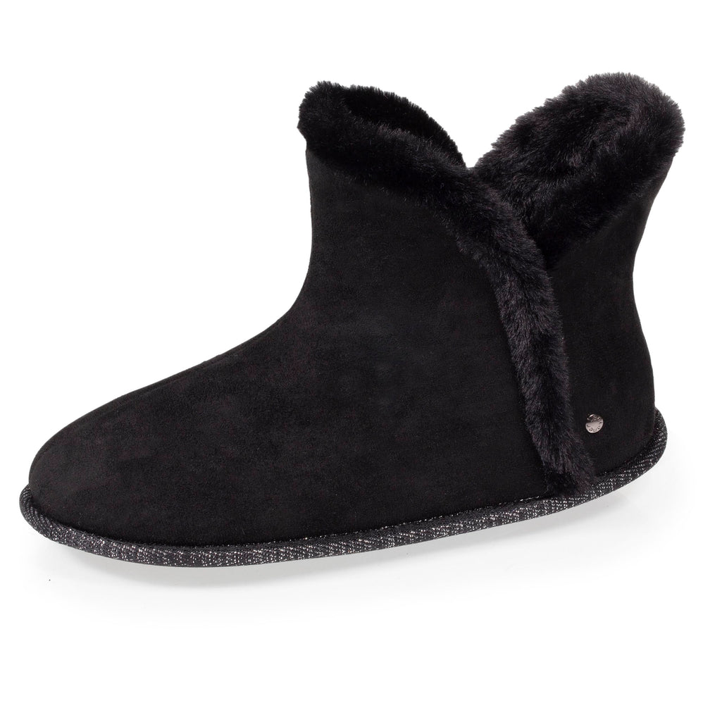 Zapatillas de casa botines Mujer ante Negro adornos brillantes - Isotoner