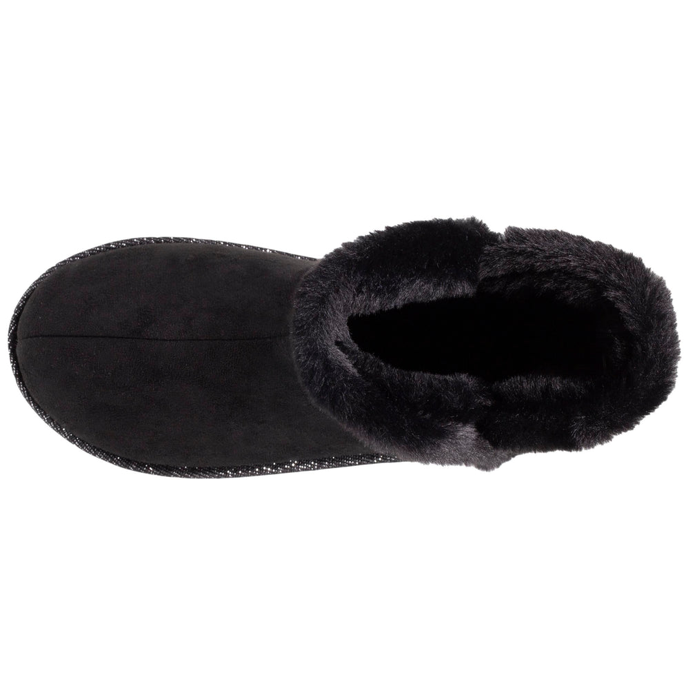 Zapatillas de casa botines Mujer ante Negro adornos brillantes - Isotoner