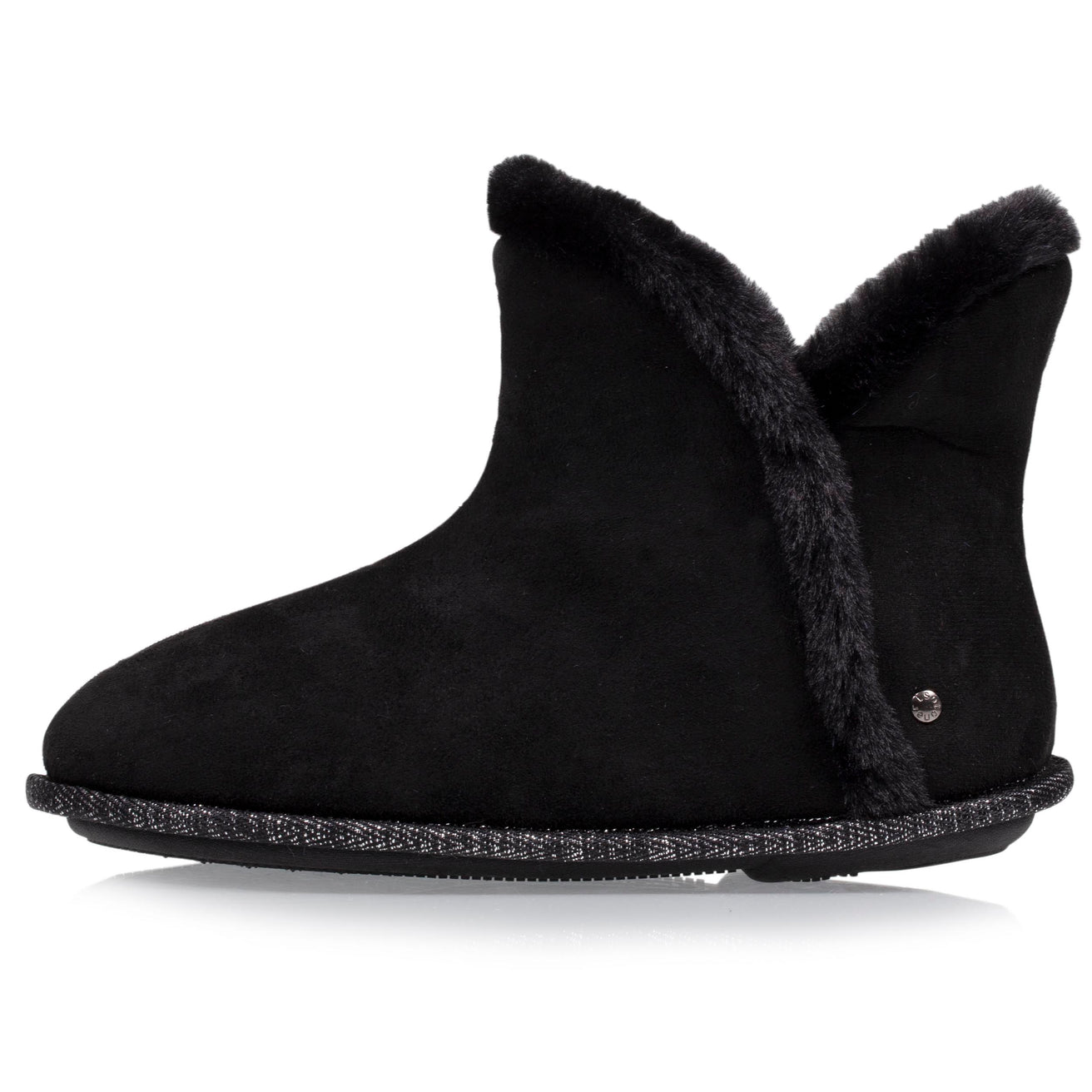 Zapatillas de casa botines Mujer ante Negro adornos brillantes