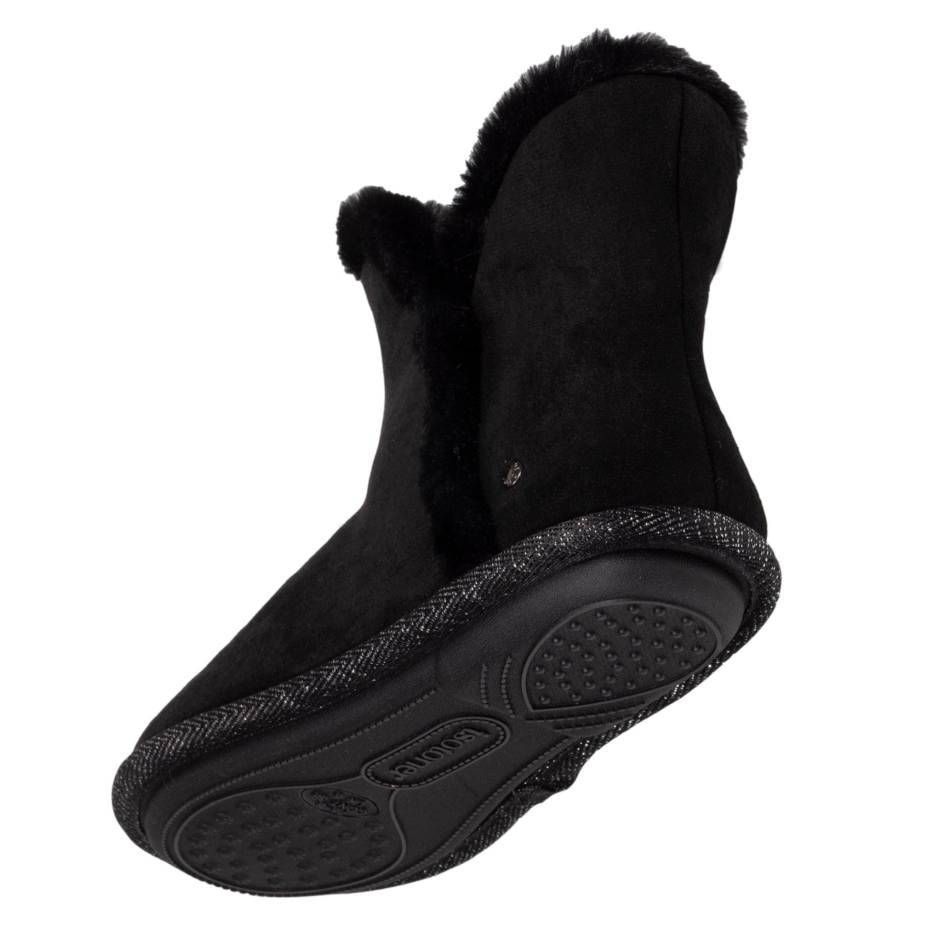 Zapatillas de casa botines Mujer ante Negro adornos brillantes