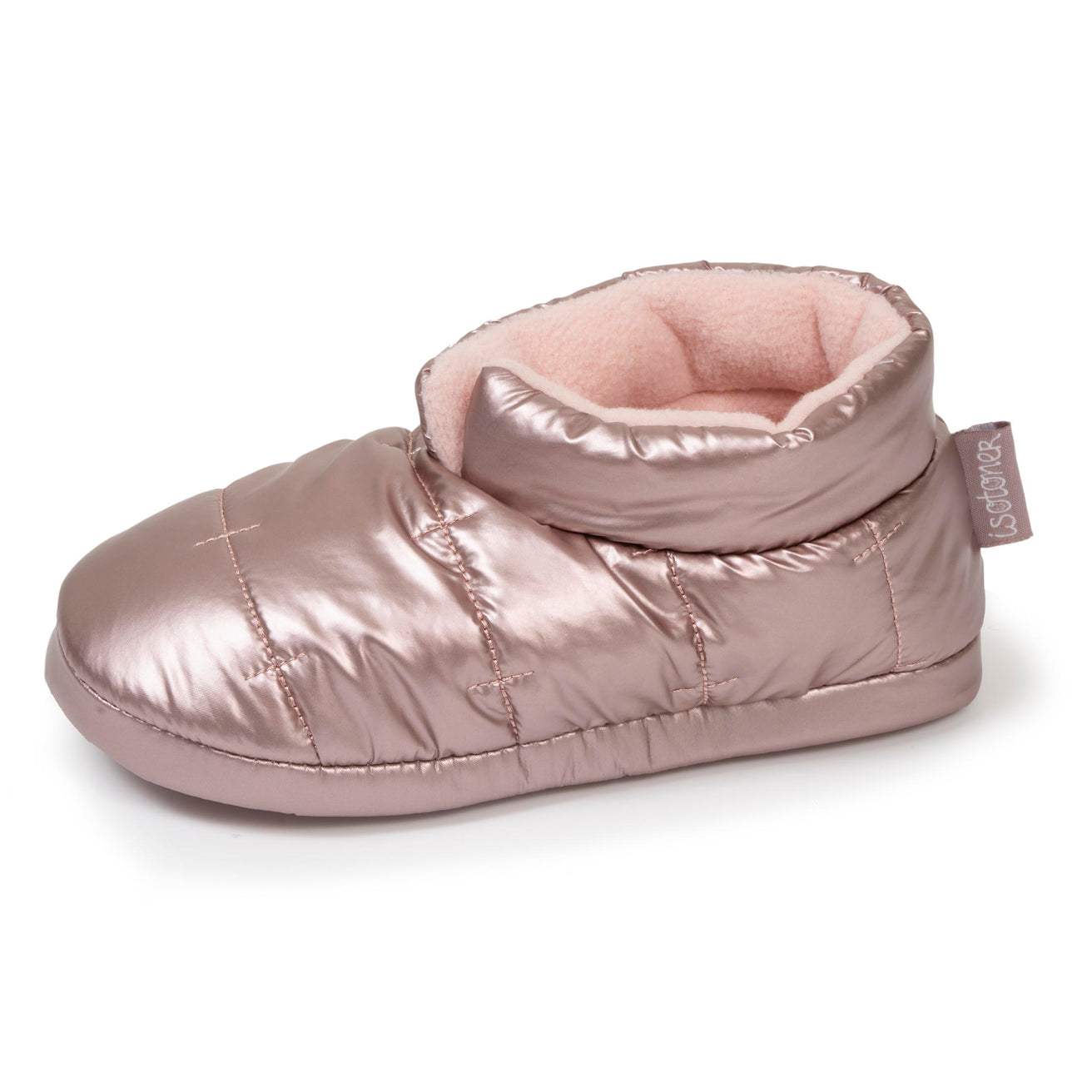 Zapatillas de casa botines Niña Rosa metalizada