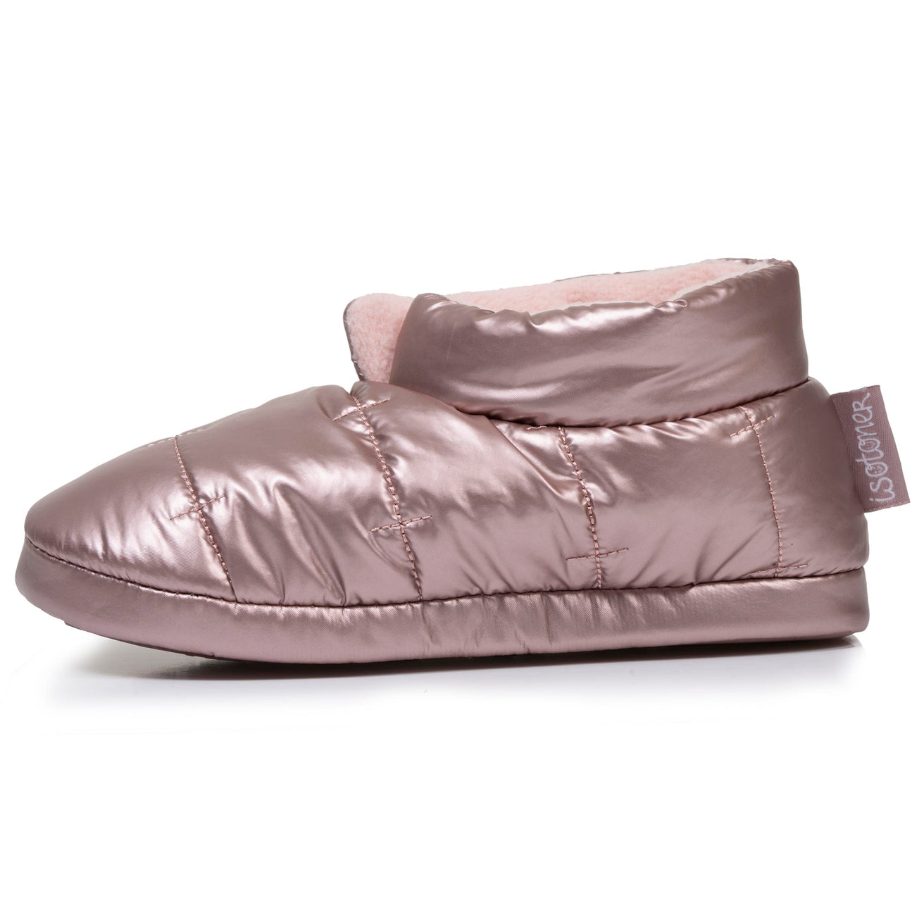Zapatillas de casa botines Niña Rosa metalizada