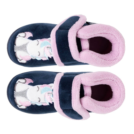 Zapatillas de casa botines velcro Niños Marino Unicornio - Isotoner