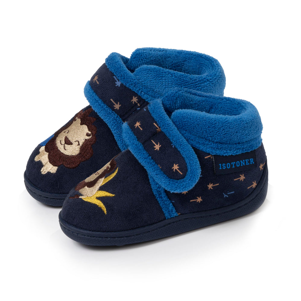 Zapatillas de casa botines velcro Niños Marino León - Isotoner