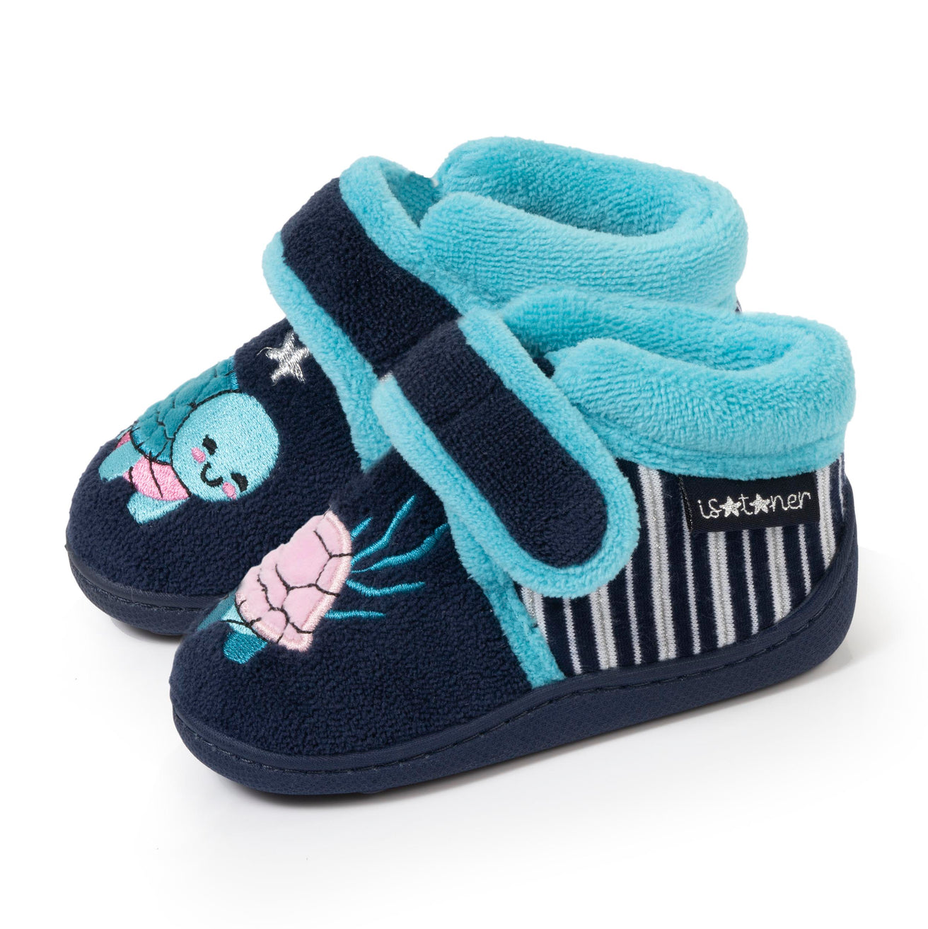 Zapatillas de casa botines velcro Niños Marino Tortuga