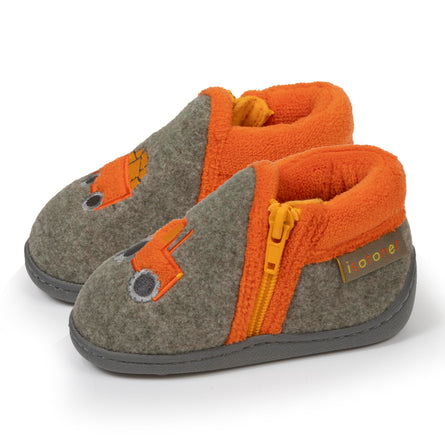 Zapatillas de casa botines cremallera Bebé tractor Caqui jaspeado - Isotoner
