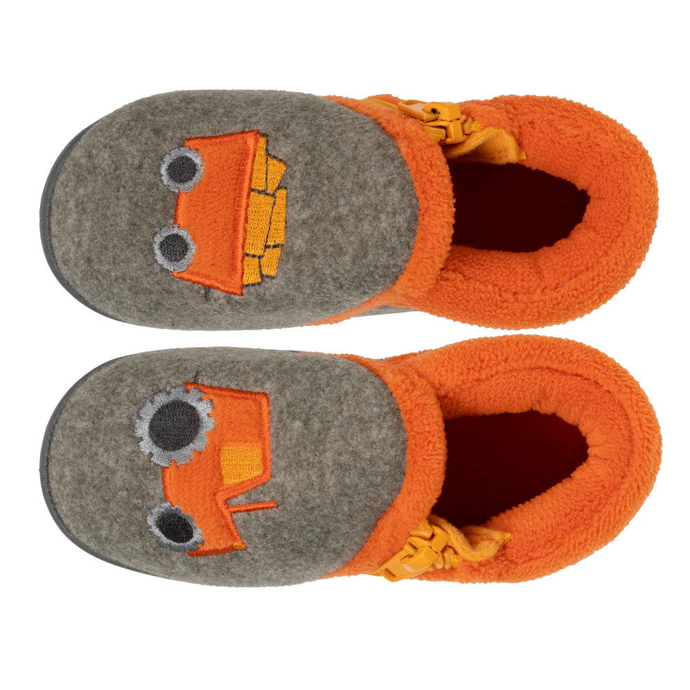 Zapatillas de casa botines cremallera Bebé tractor Caqui jaspeado - Isotoner