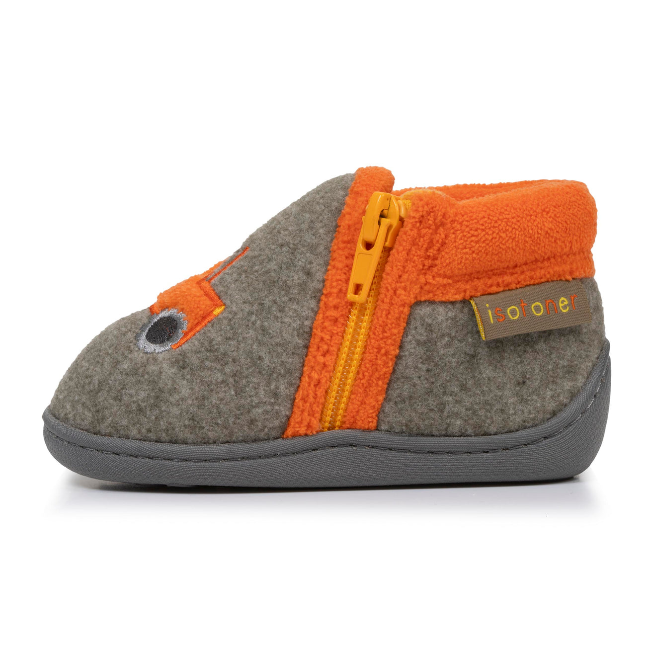 Zapatillas de casa botines cremallera Bebé tractor Caqui jaspeado