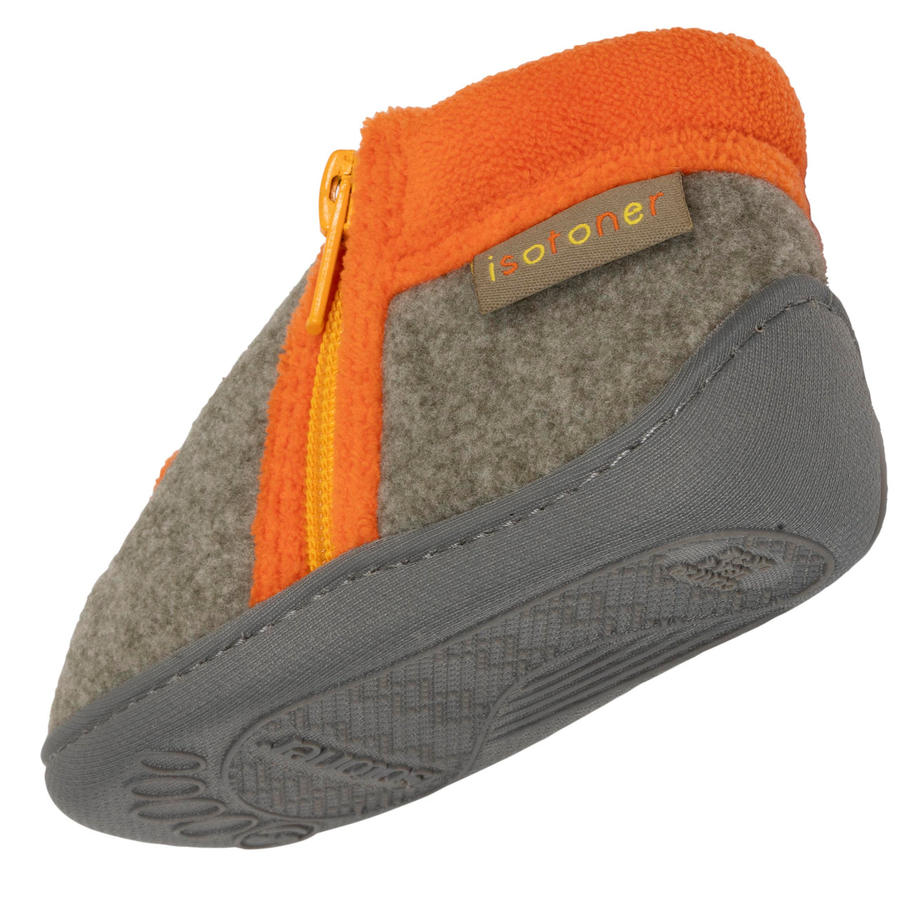 Zapatillas de casa botines cremallera Bebé tractor Caqui jaspeado