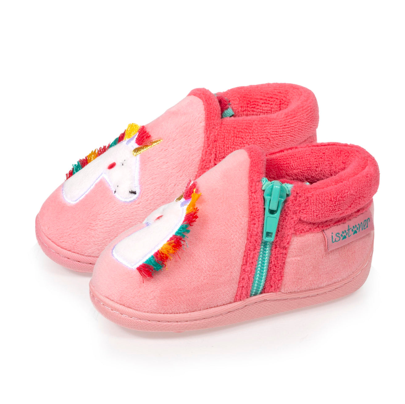 Zapatillas de casa botines cremallera Bebe Unicornio rosa