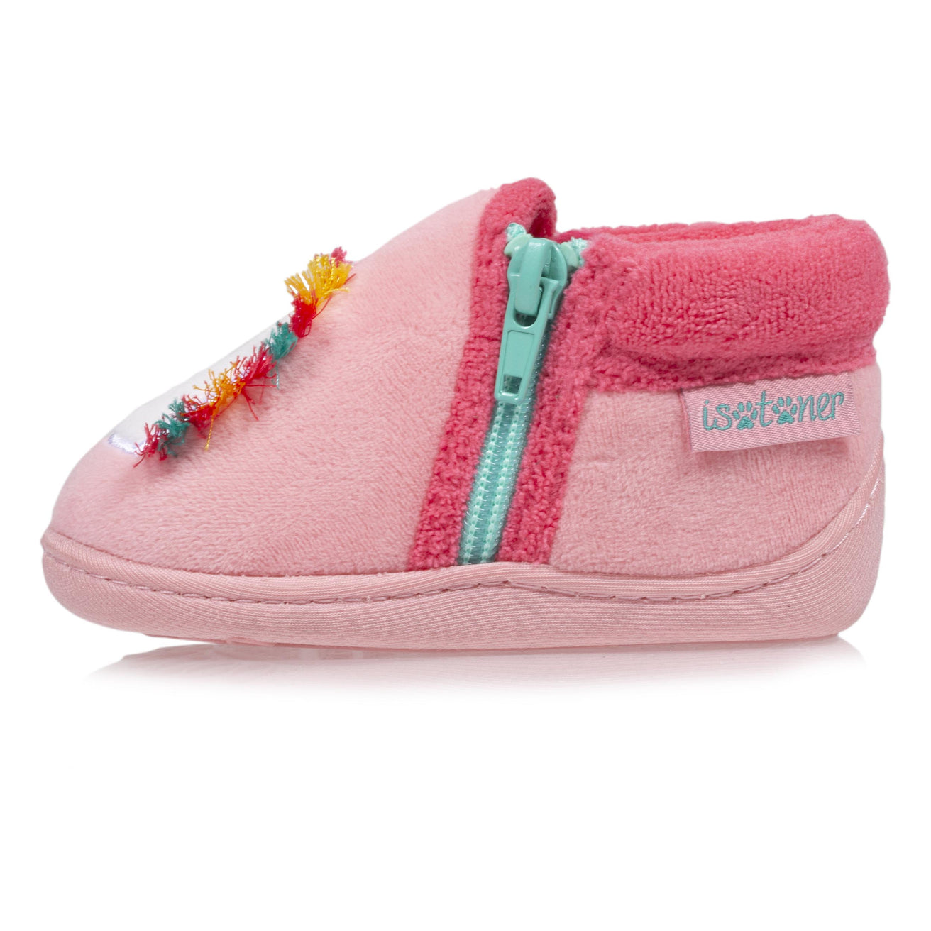Zapatillas de casa botines cremallera Bebe Unicornio rosa