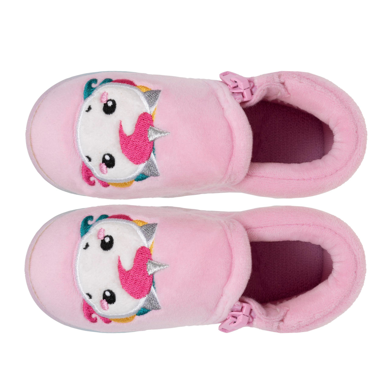 Zapatillas de casa botines cremallera Bebé Rosa Gris
