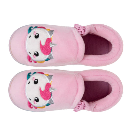 Zapatillas de casa botines cremallera Bebé Rosa Gris - Isotoner