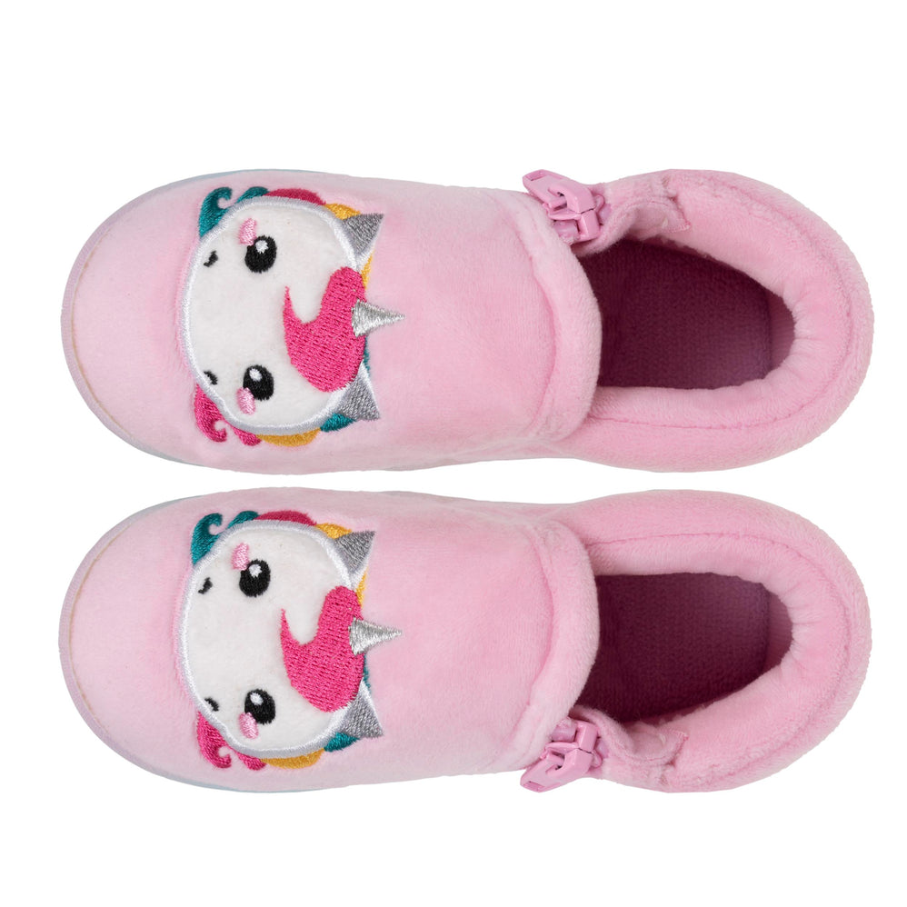Zapatillas de casa botines cremallera Bebé Rosa Gris - Isotoner