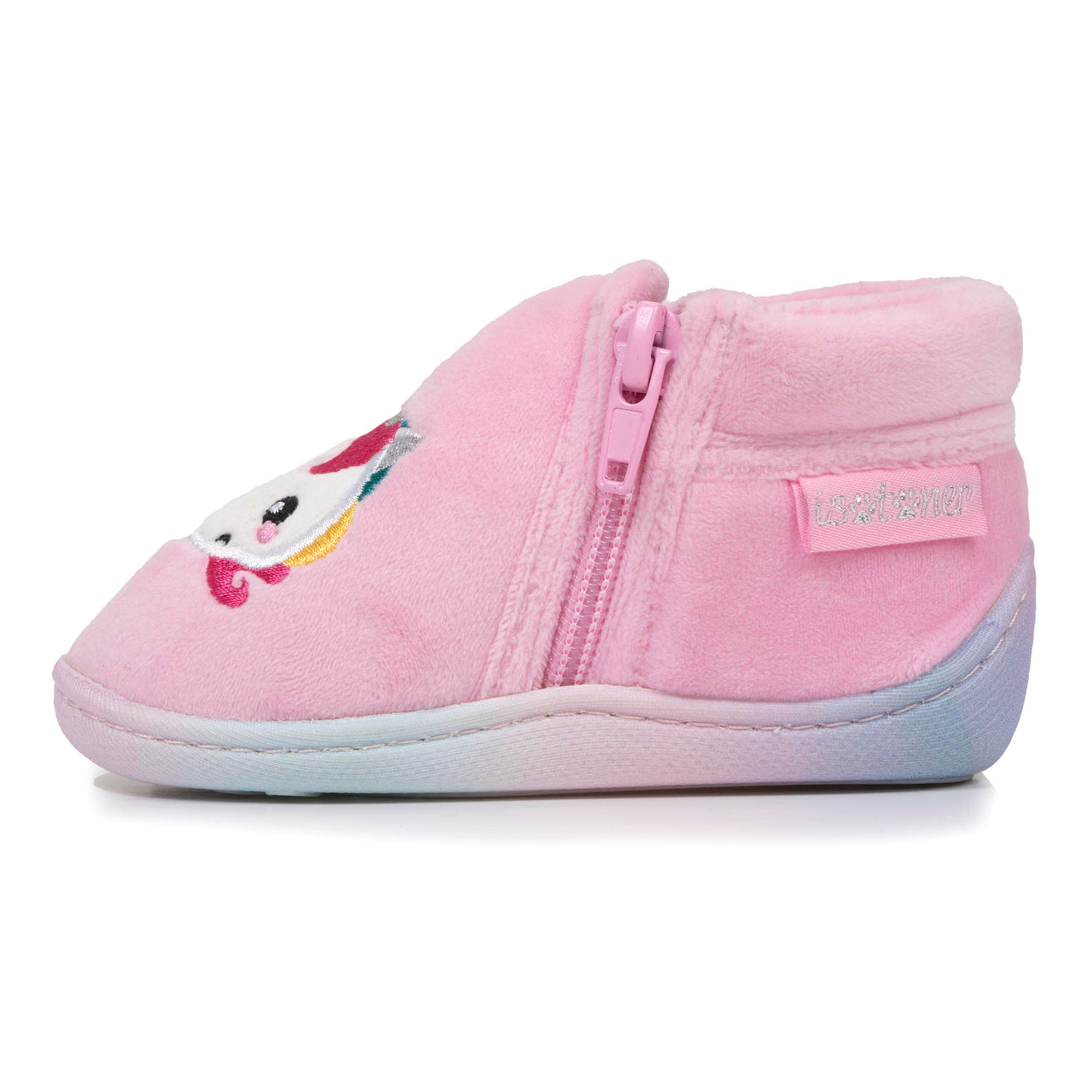 Zapatillas de casa botines cremallera Bebé Rosa Gris