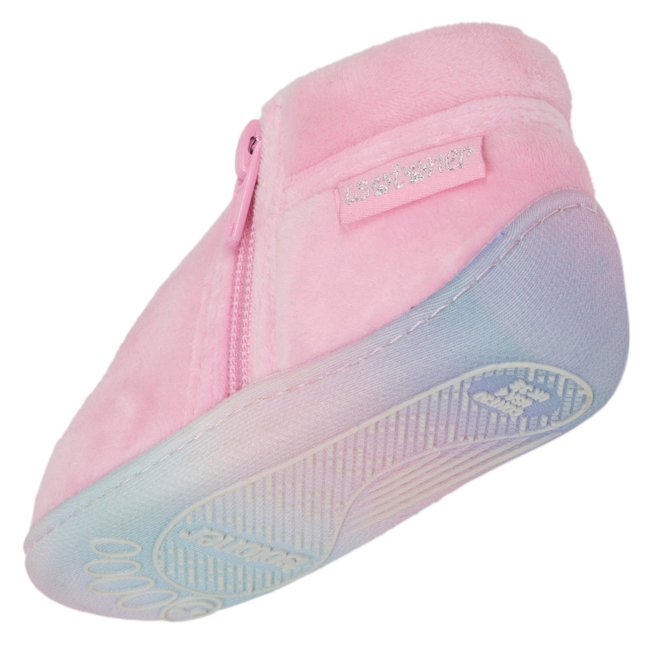 Zapatillas de casa botines cremallera Bebé Rosa Gris