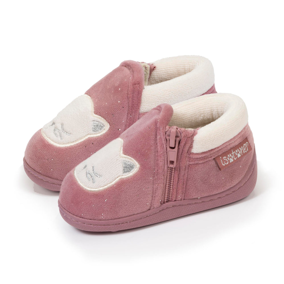 Zapatillas de casa botines cremallera Niños Rosa Gato - Isotoner