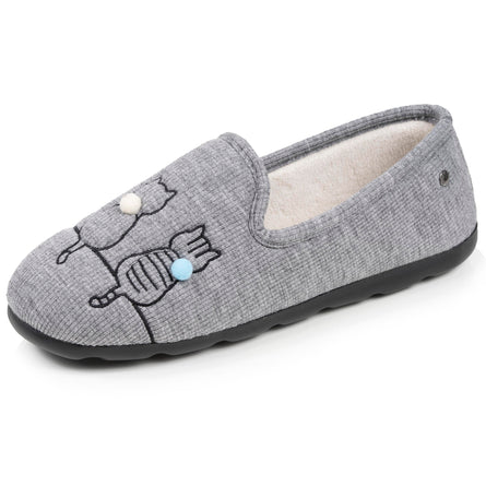 Mujer Zapatillas de casa Cerradas Fancy cat Gris iridiscente - Isotoner