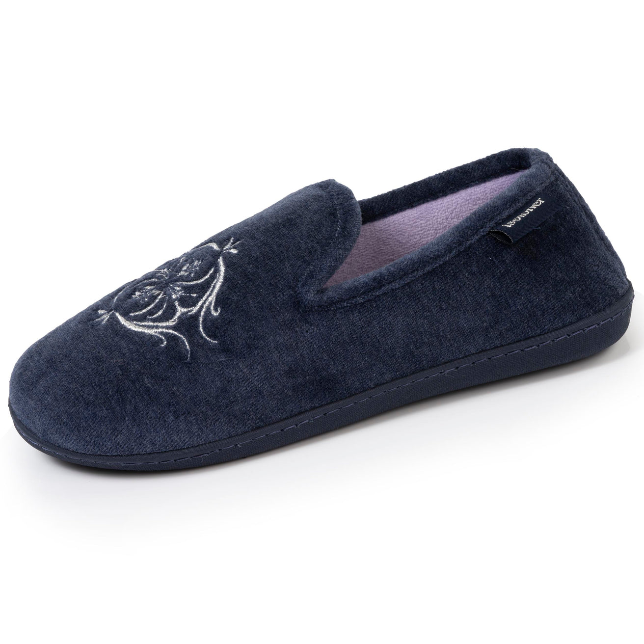 Zapatillas de casa cerradas Mujer Marino bordado