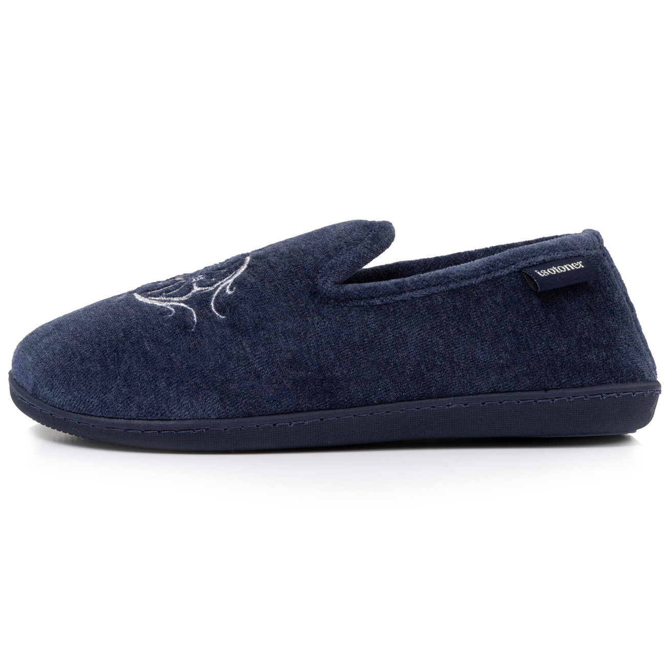 Zapatillas de casa cerradas Mujer Marino bordado