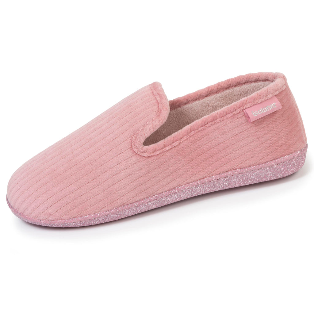 Zapatillas De Casa Isotoner De Felpa Para Mujer - Rosa, Talla X-Small, Con Soporte De Arco Y Suela Antideslizante