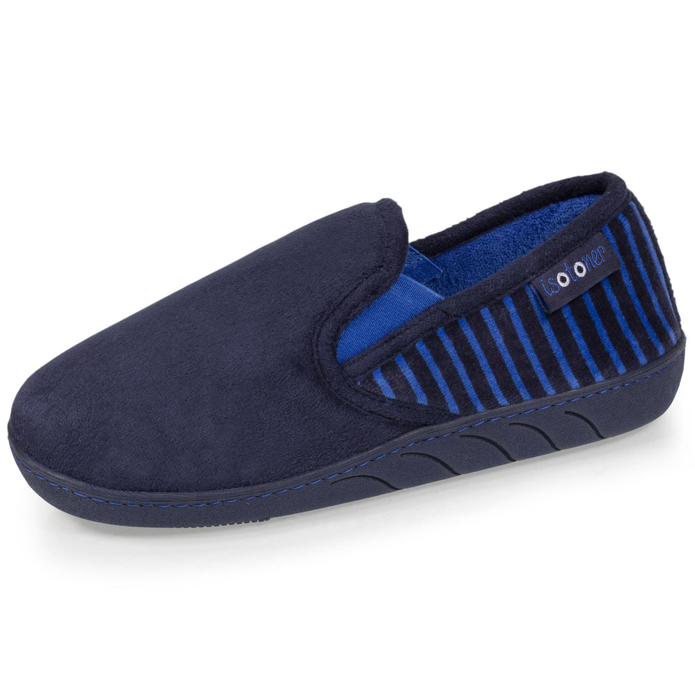 Zapatillas de casa mocasines Junior rayados Marino - Isotoner