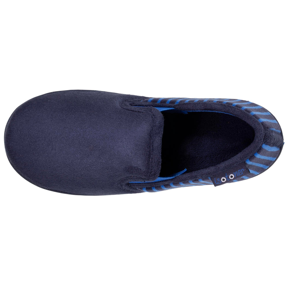 Zapatillas de casa mocasines Junior rayados Marino - Isotoner
