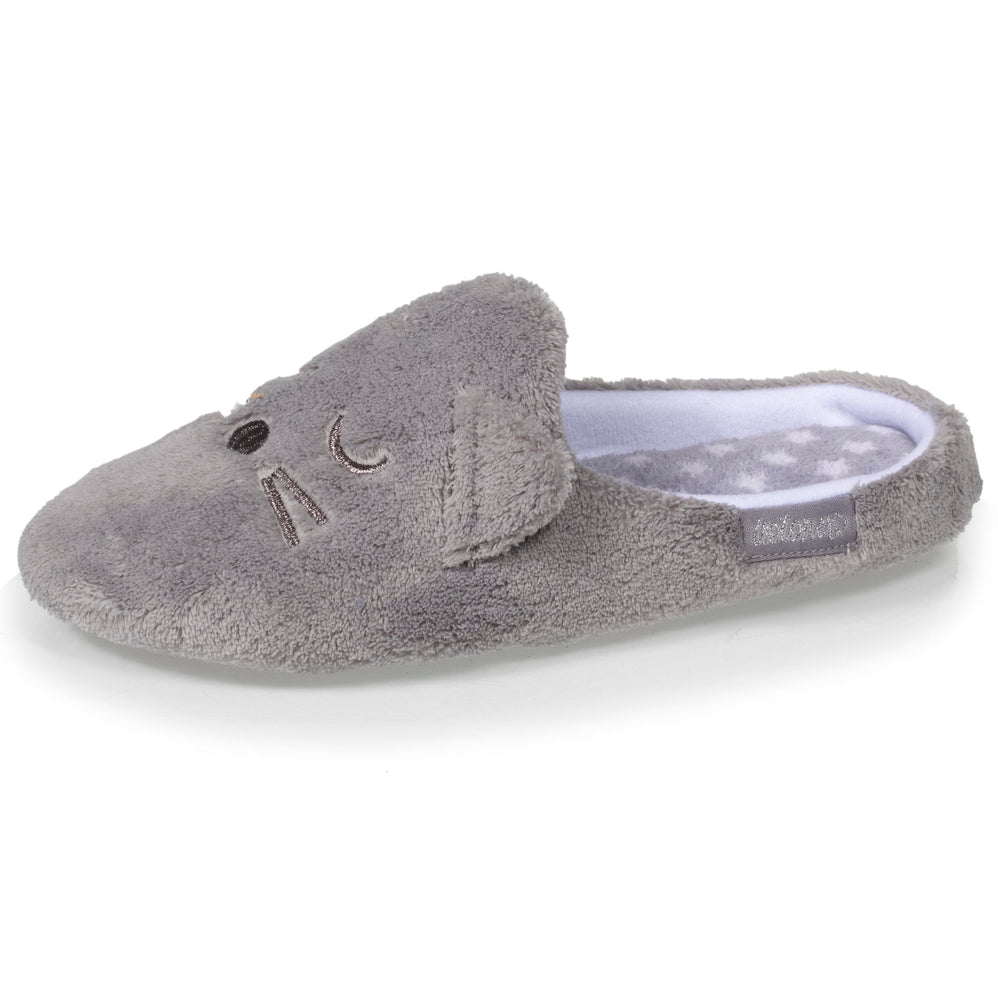 Zapatillas de casa chinelas 3D Mujer Gato Gris - Isotoner