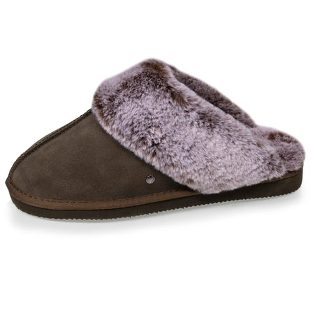 Zapatillas de casa chinelas cuero Mujer Caqui - Isotoner