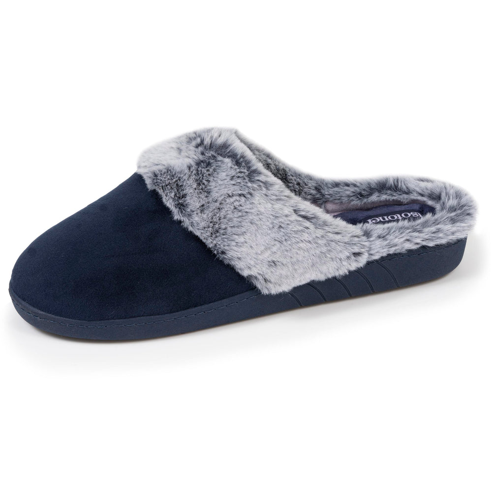 Zapatillas de casa chinelas Mujer Borde forrado Marino - Isotoner
