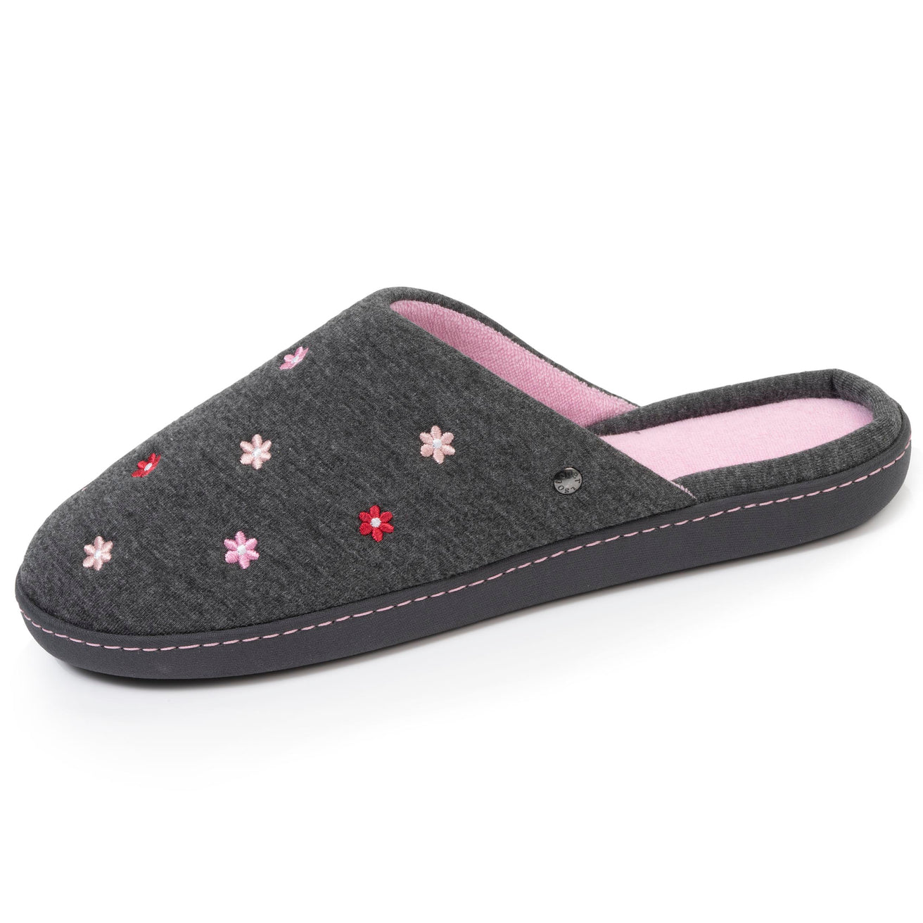Zapatillas de casa chinelas Mujer Flores gris jaspeao