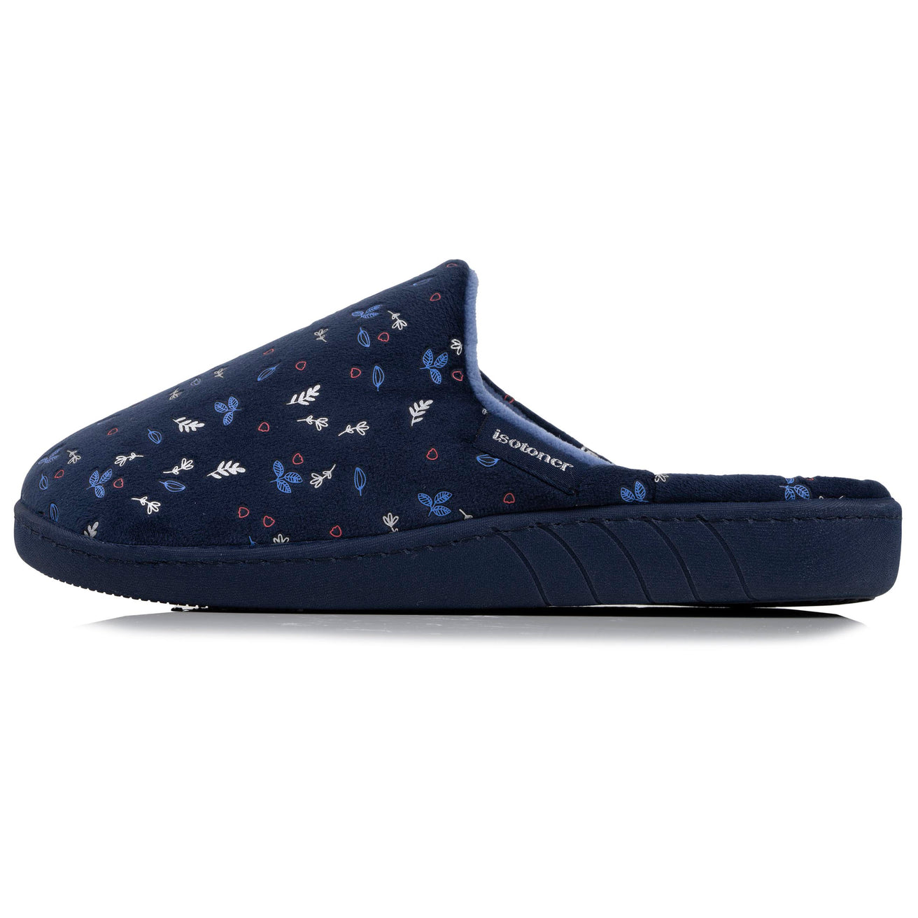 Mujer Chinelas Zapatillas de casa Hoja azul marino